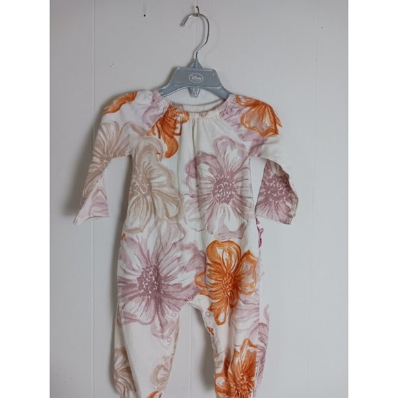Burts Bee Baby Long Sleeve One Piece Floral Design Romper Girls Size 6-9M - Picture 1 of 8
